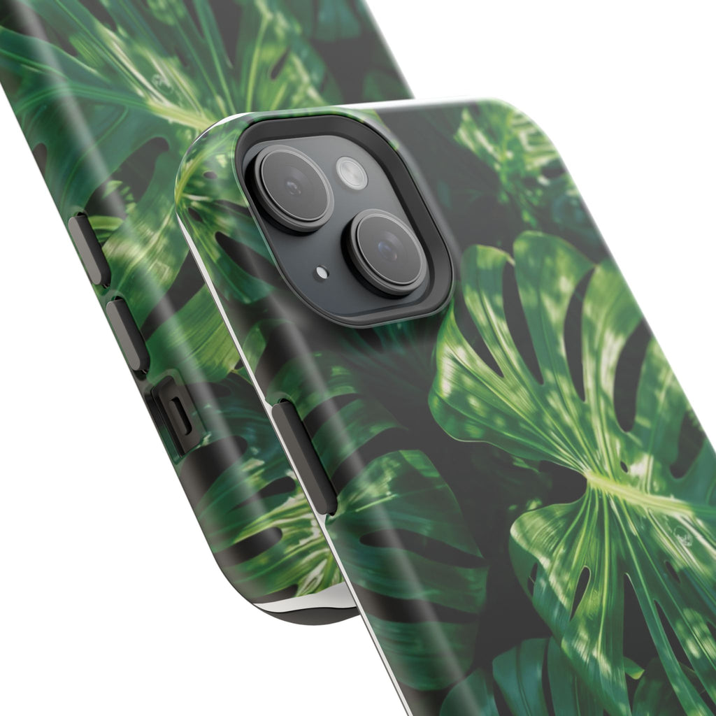 Magnetic iPhone Monstera Leaf Phone Case Impact-Resistant