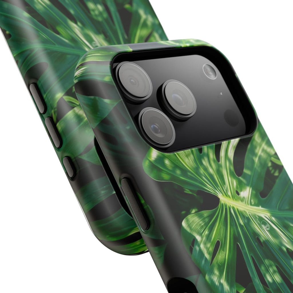 Samsung and iPhone Monstera Leaf Pattern Phone Case Impact-Resistant