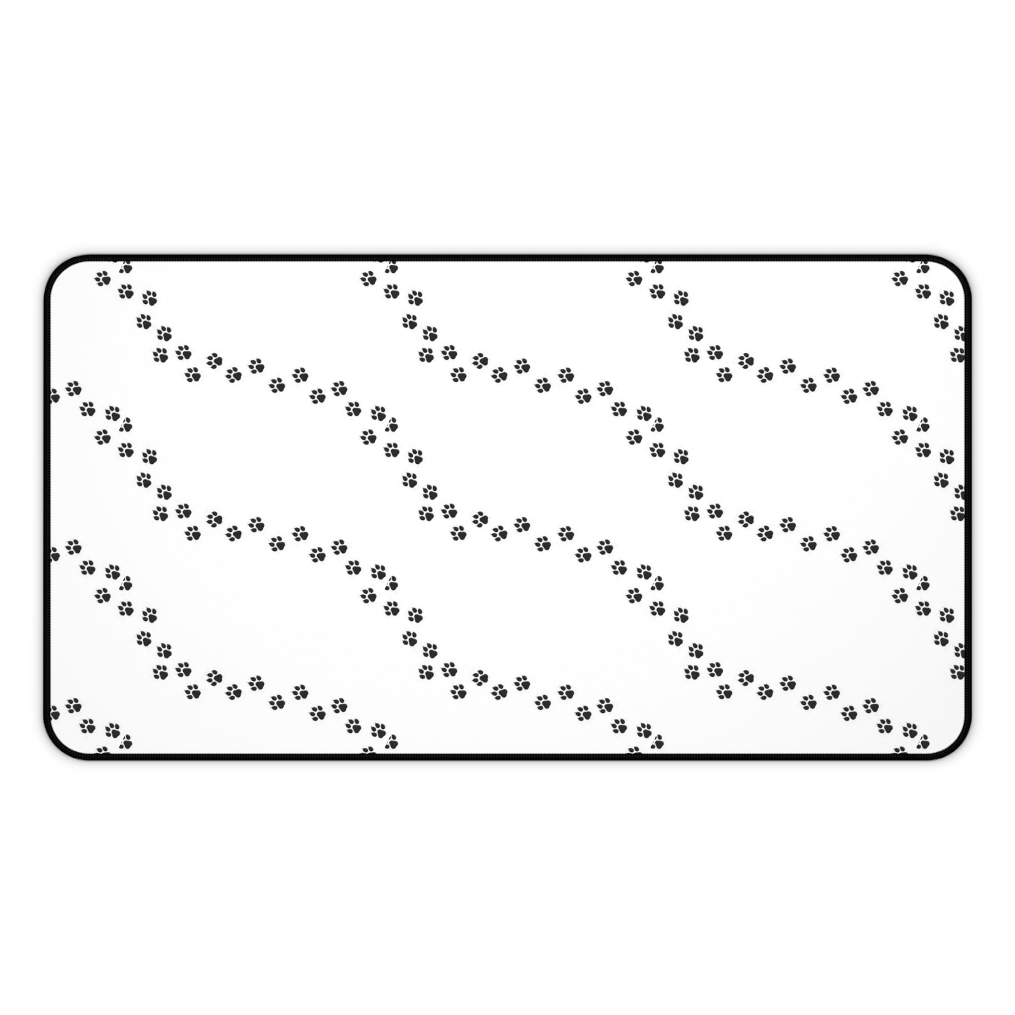 Paw Print Pattern Desk Mat | Minimal Black White Mouse Pad