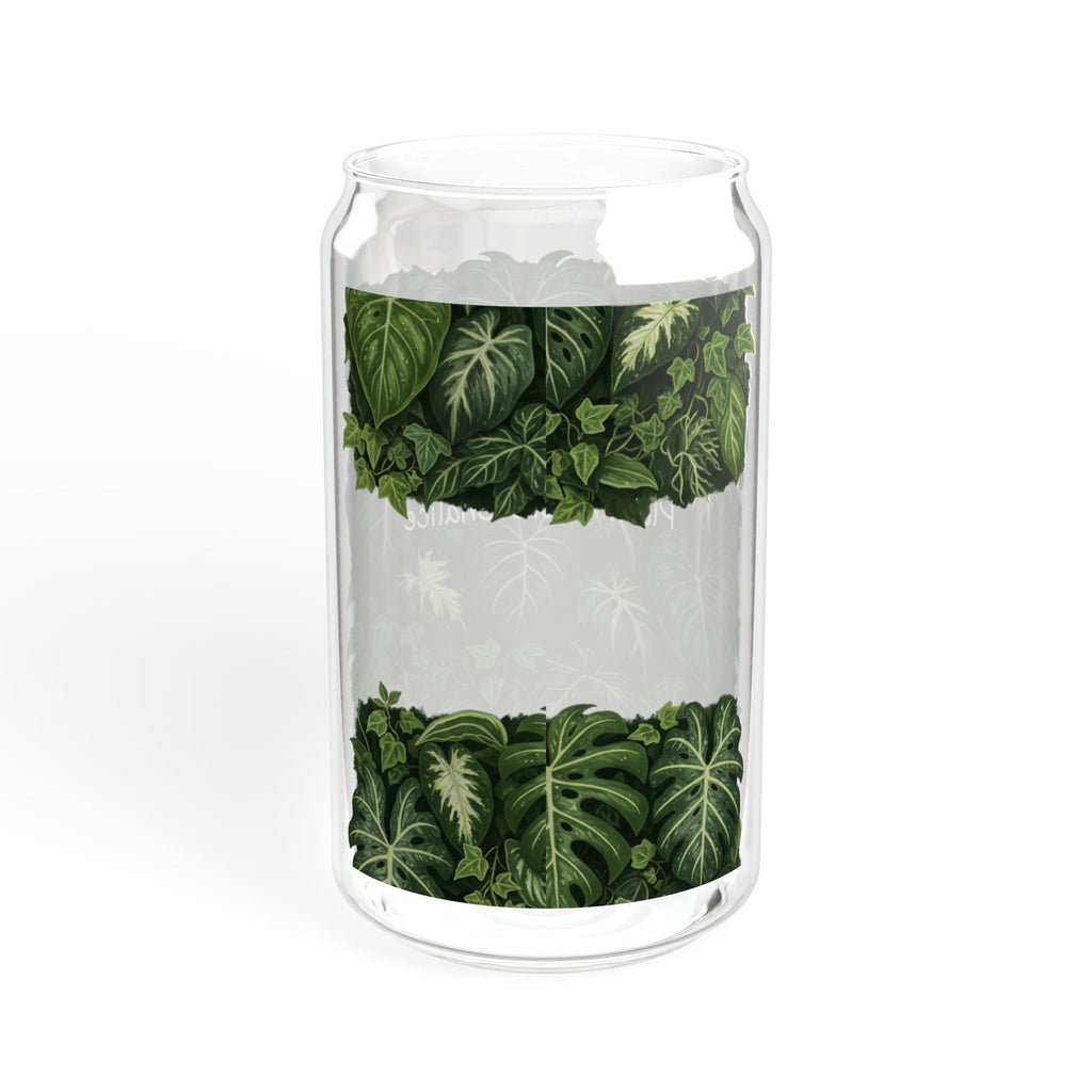 Plant Lover Sipper Glass 16oz - Tropical Greenery Bamboo Lid with Straw