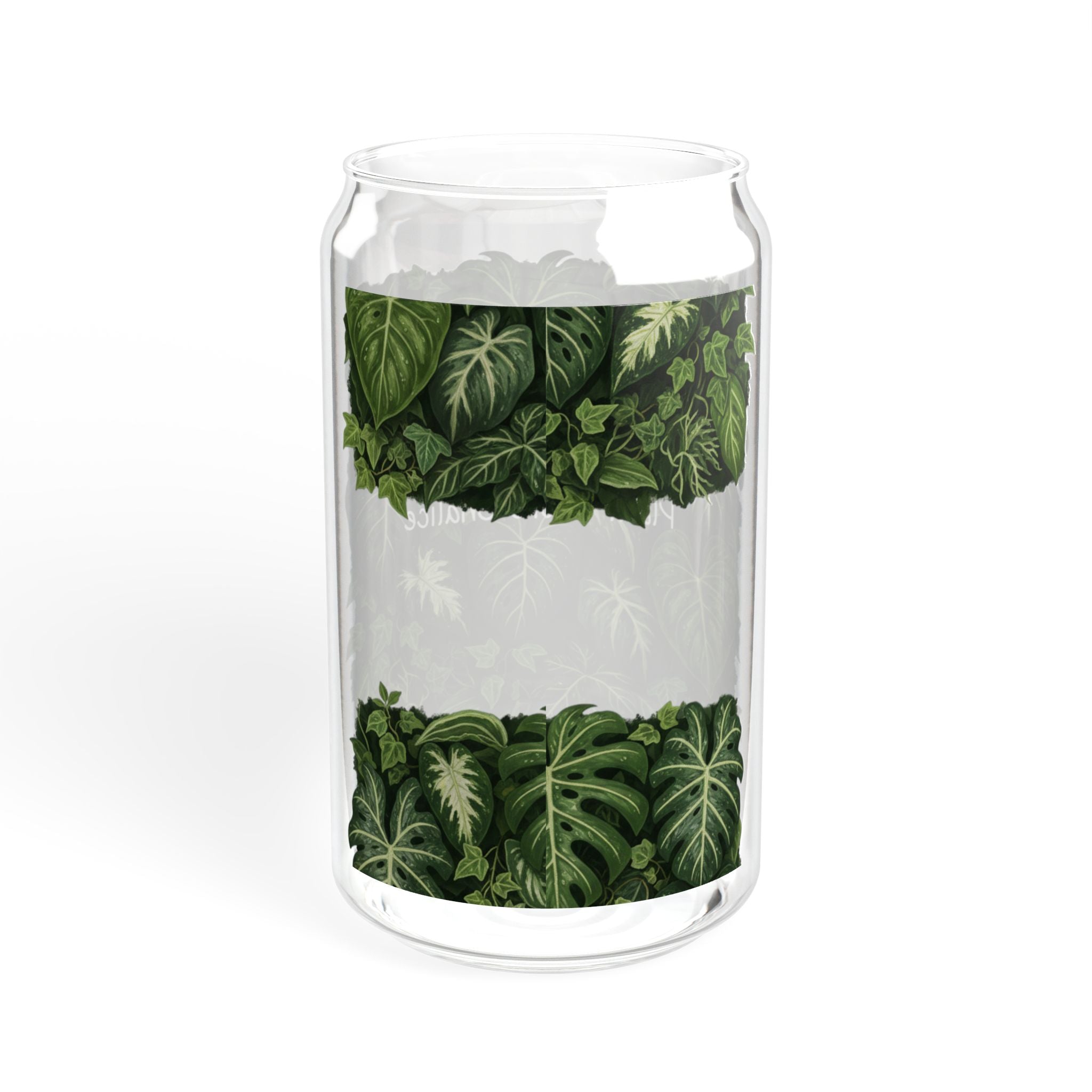 Plant Lover Sipper Glass 16oz - Tropical Greenery Bamboo Lid with Straw