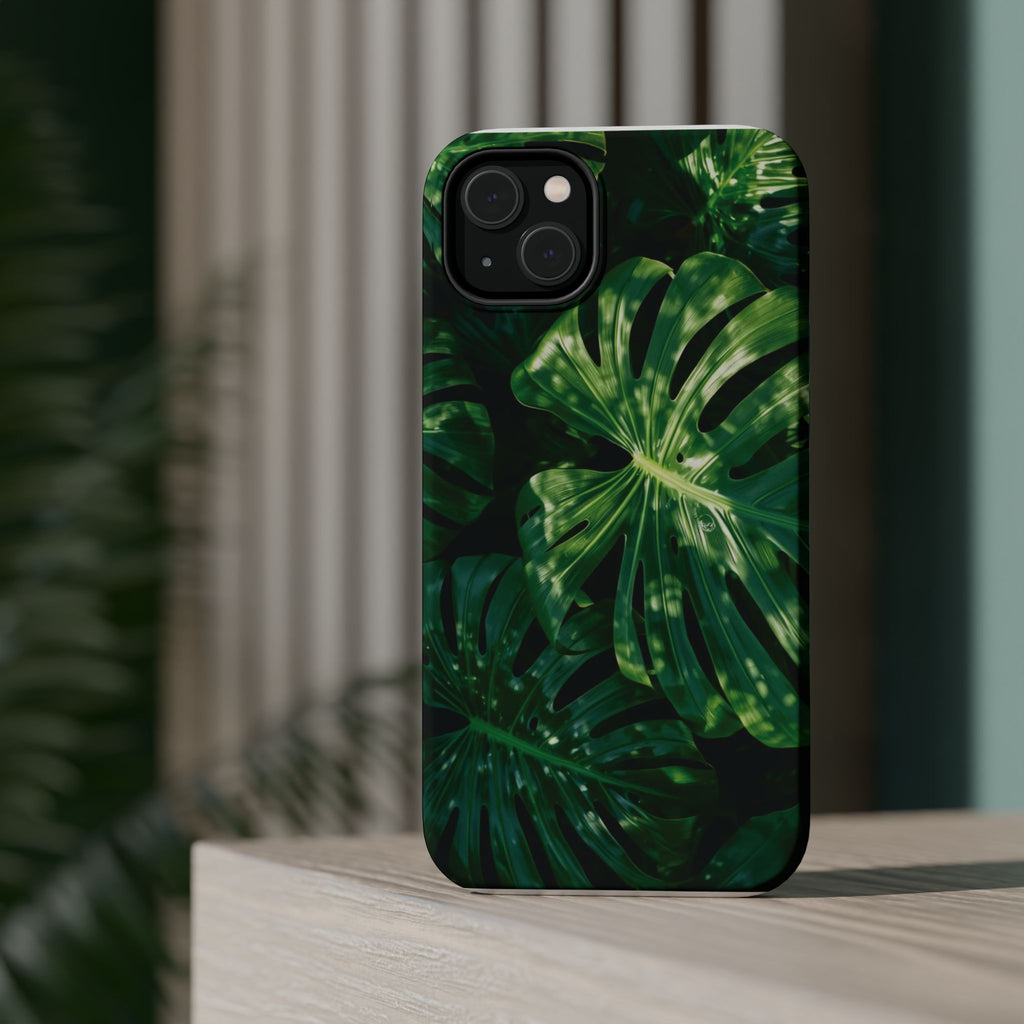 Magnetic iPhone Monstera Leaf Phone Case | Tropical Botanical Magnetic Impact-Resistant Case