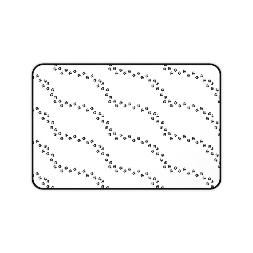 Paw Print Pattern Desk Mat | Minimal Black White Mouse Pad