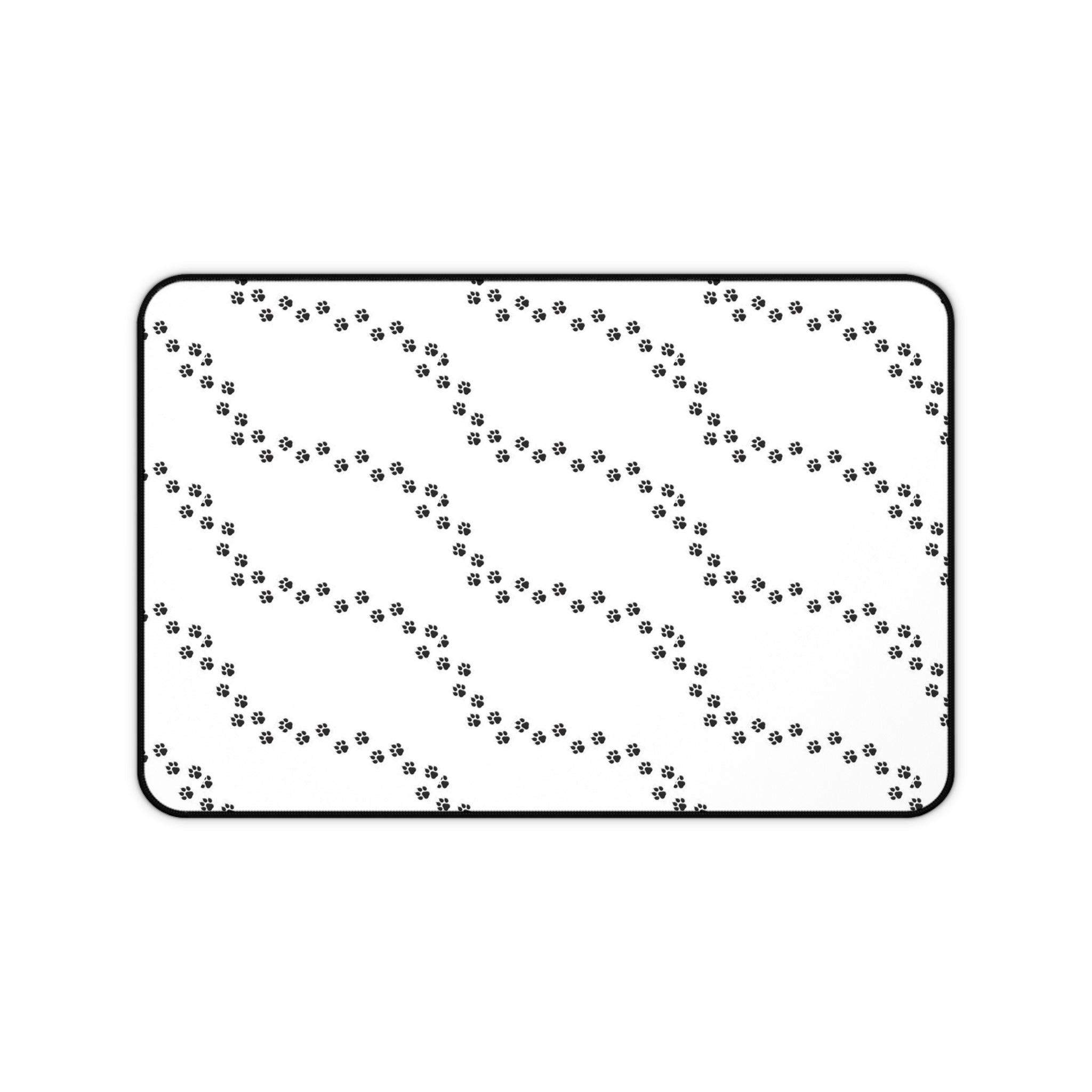 Paw Print Pattern Desk Mat | Minimal Black White Mouse Pad