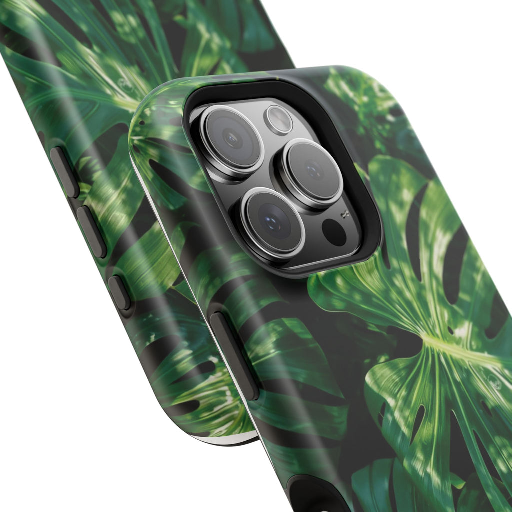 Magnetic iPhone Monstera Leaf Phone Case | Tropical Botanical Magnetic Impact-Resistant Case