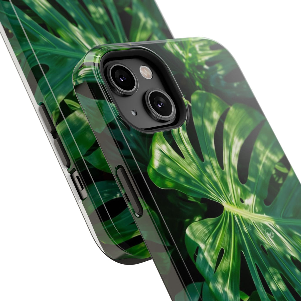 Samsung and iPhone Monstera Leaf Pattern Phone Case | Impact-Resistant Case