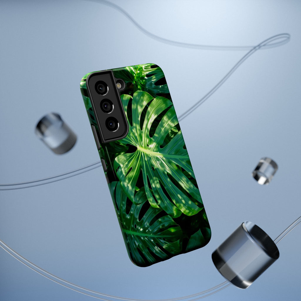 Samsung and iPhone Monstera Leaf Pattern Phone Case Impact-Resistant
