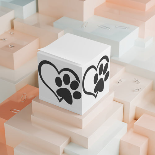 Heart Paw Print Note Cube | Pet Lover Sticky Note Cube