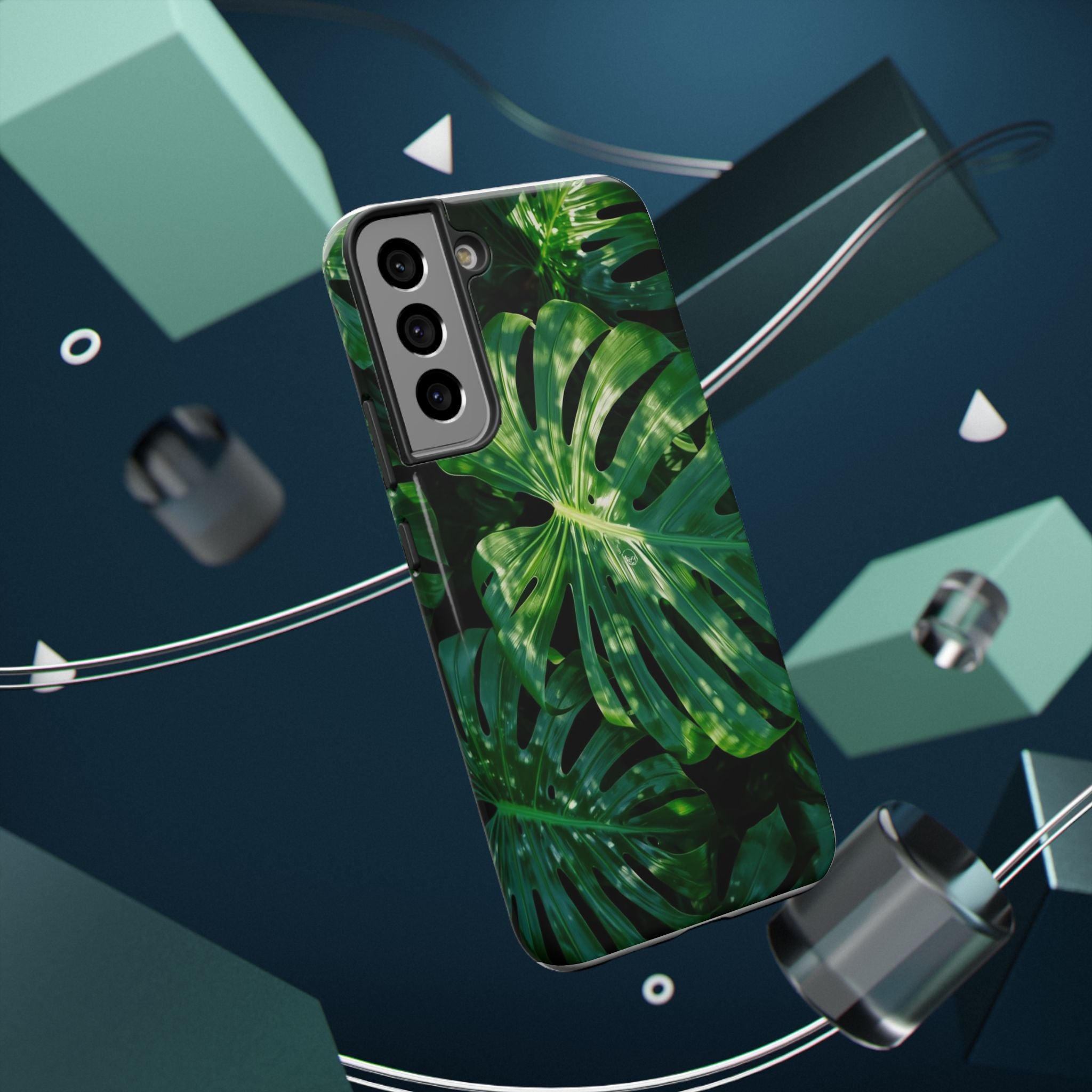 Samsung and iPhone Monstera Leaf Pattern Phone Case | Impact-Resistant Case