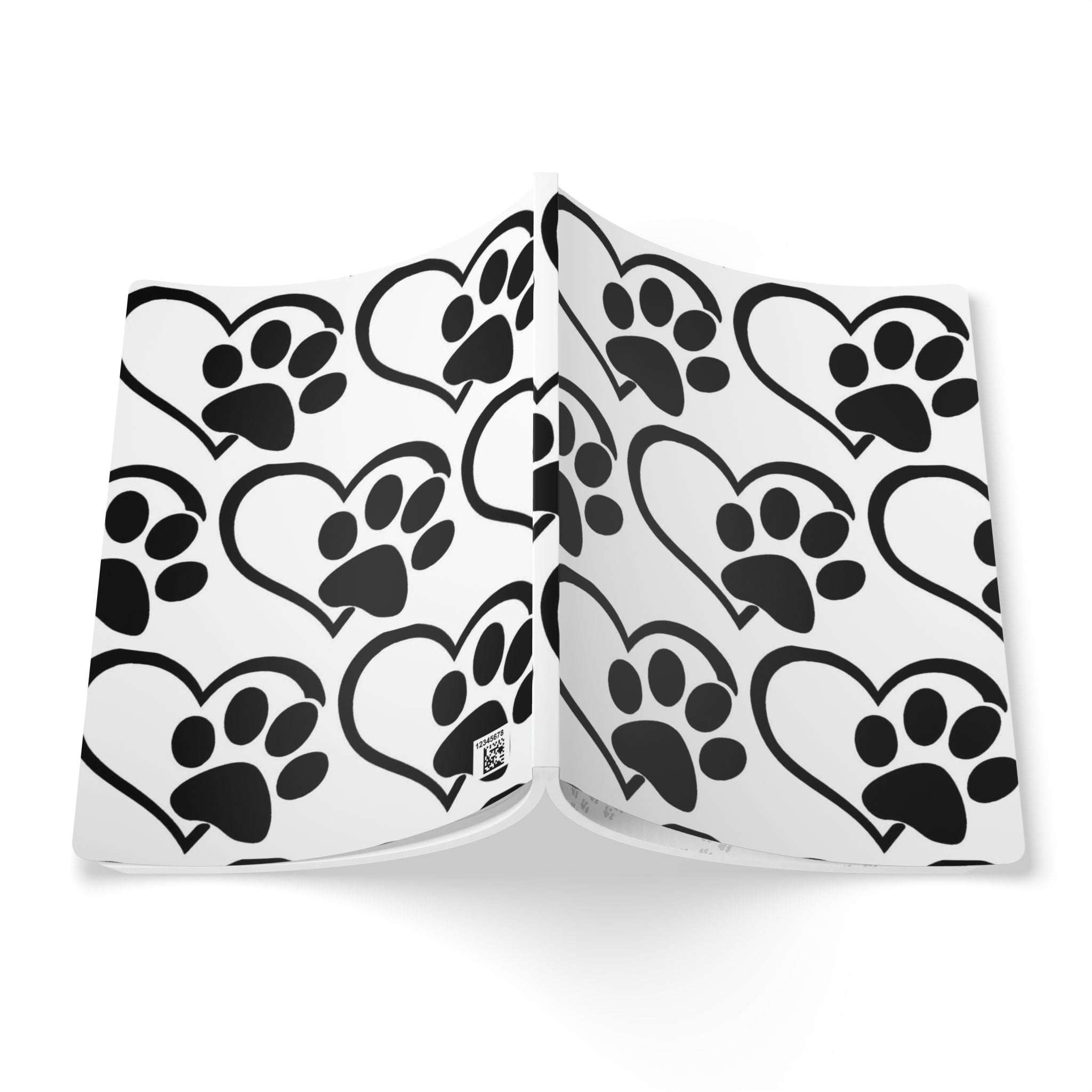 Paw Print Heart Pattern Softcover Journal