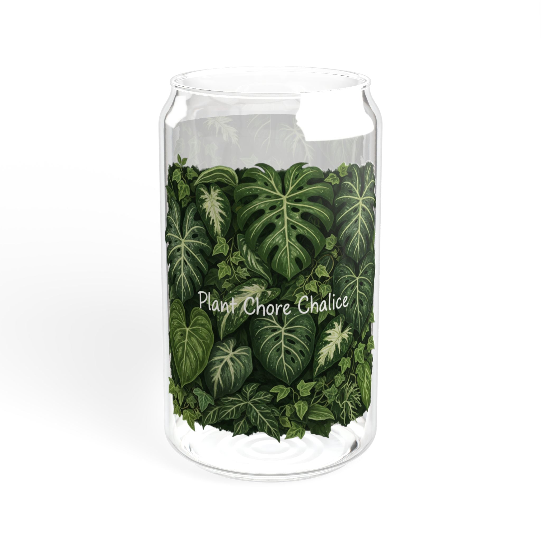 Plant Lover Sipper Glass 16oz - Tropical Greenery Bamboo Lid with Straw