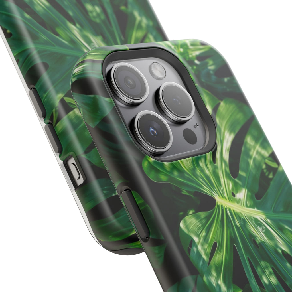 Samsung and iPhone Monstera Leaf Pattern Phone Case Impact-Resistant