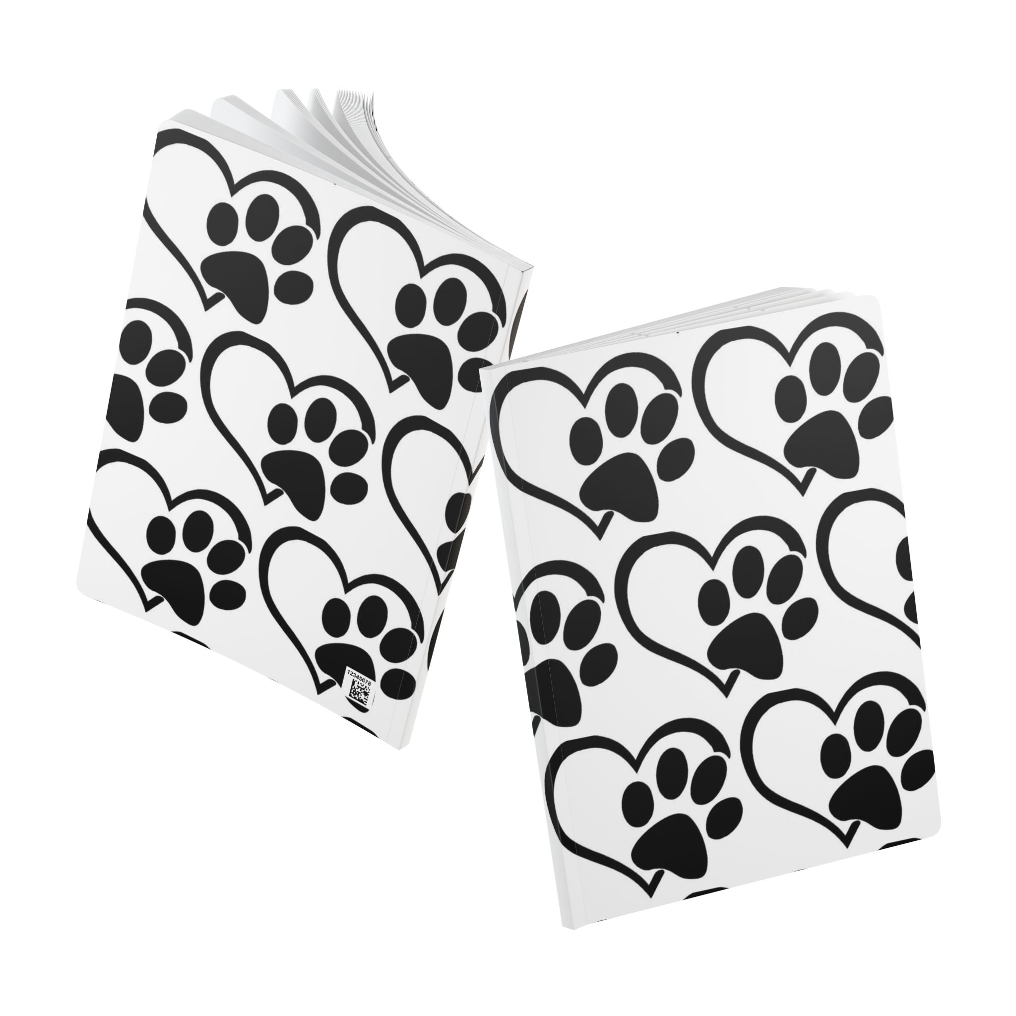Paw Print Heart Pattern Softcover Journal