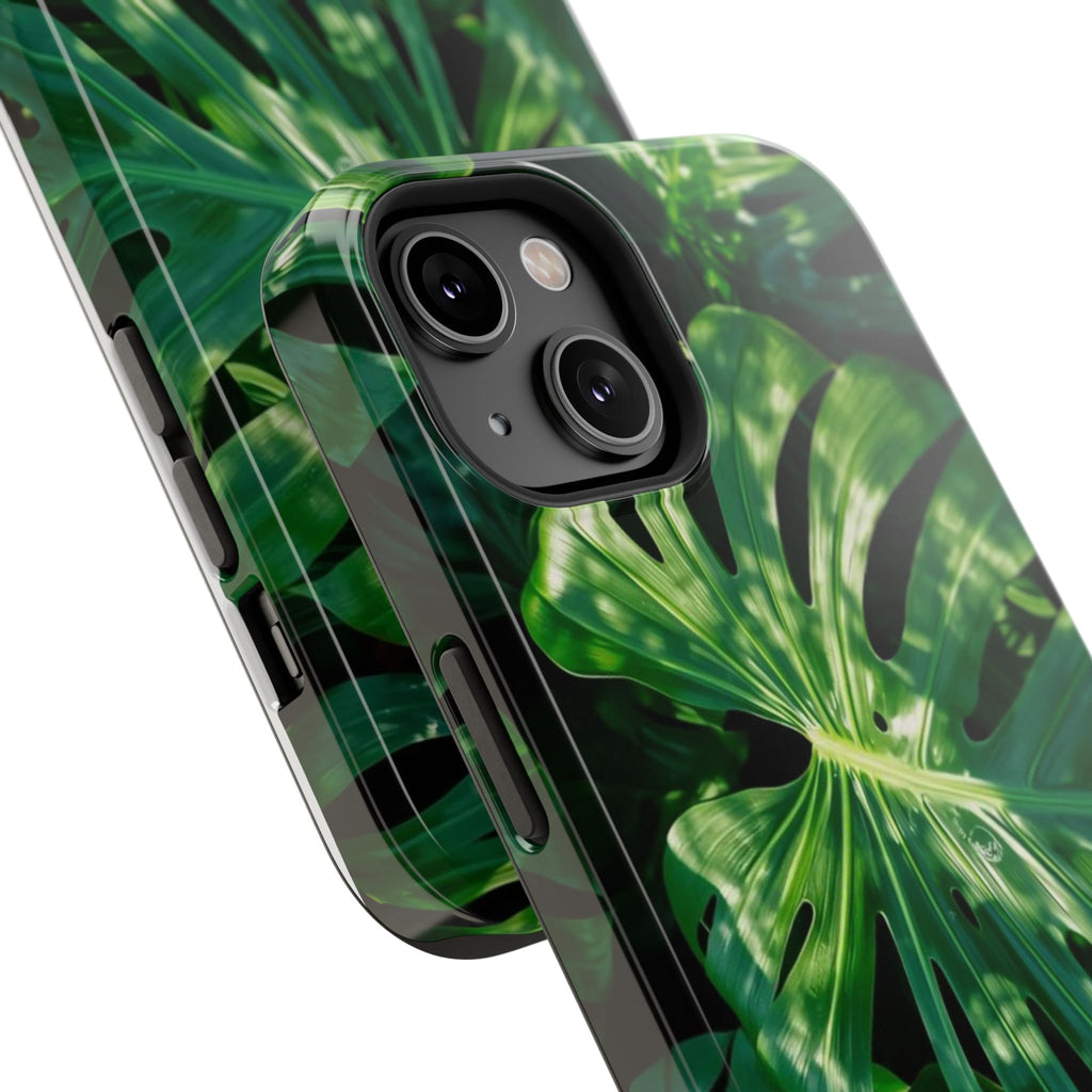 Samsung and iPhone Monstera Leaf Pattern Phone Case | Impact-Resistant Case