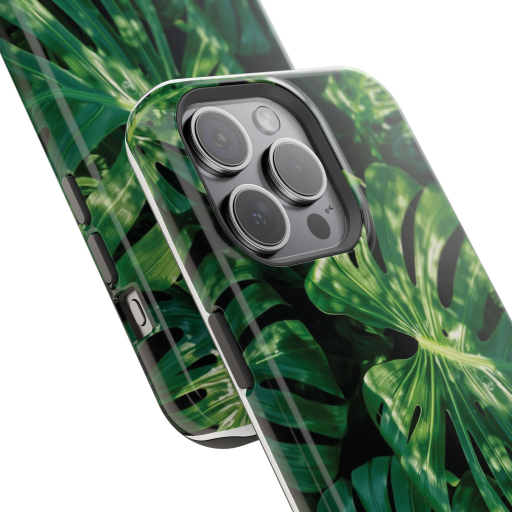 Magnetic iPhone Monstera Leaf Phone Case | Tropical Botanical Magnetic Impact-Resistant Case