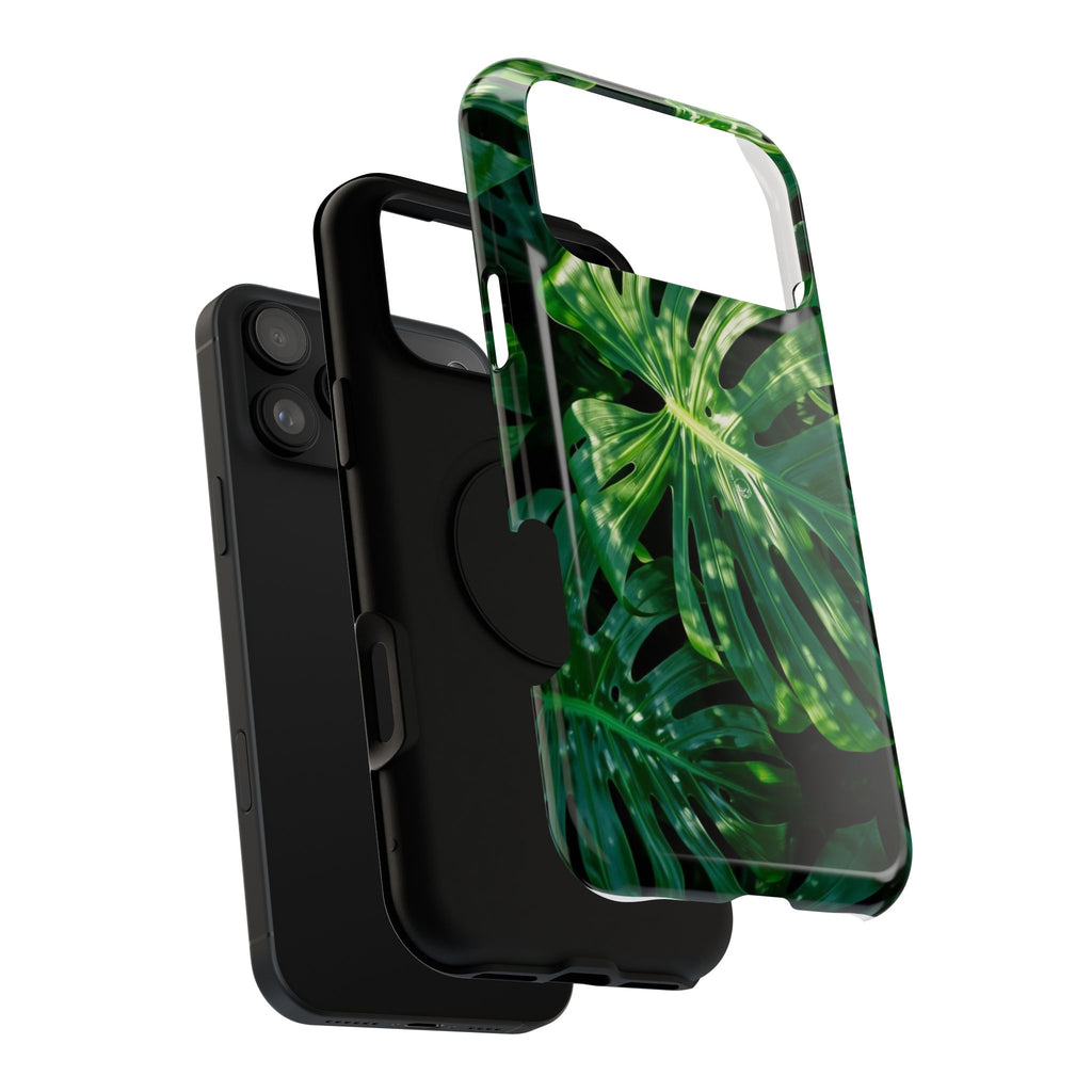 Samsung and iPhone Monstera Leaf Pattern Phone Case Impact-Resistant