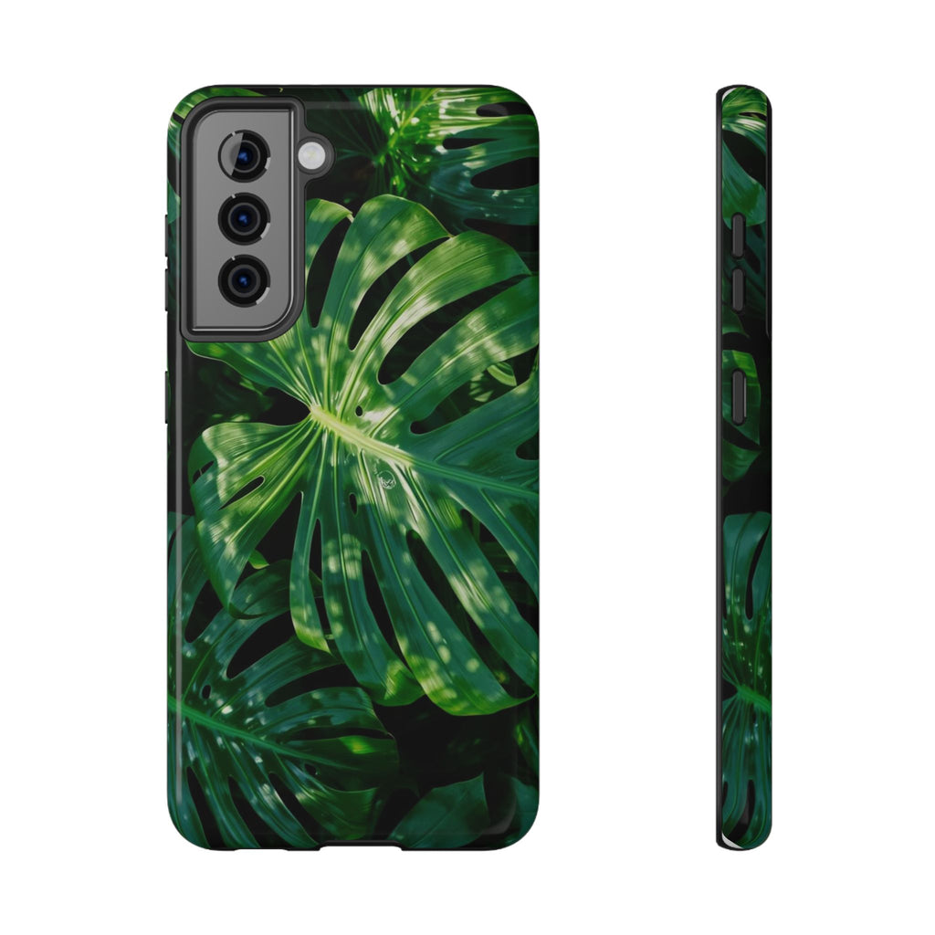 Samsung and iPhone Monstera Leaf Pattern Phone Case | Impact-Resistant Case
