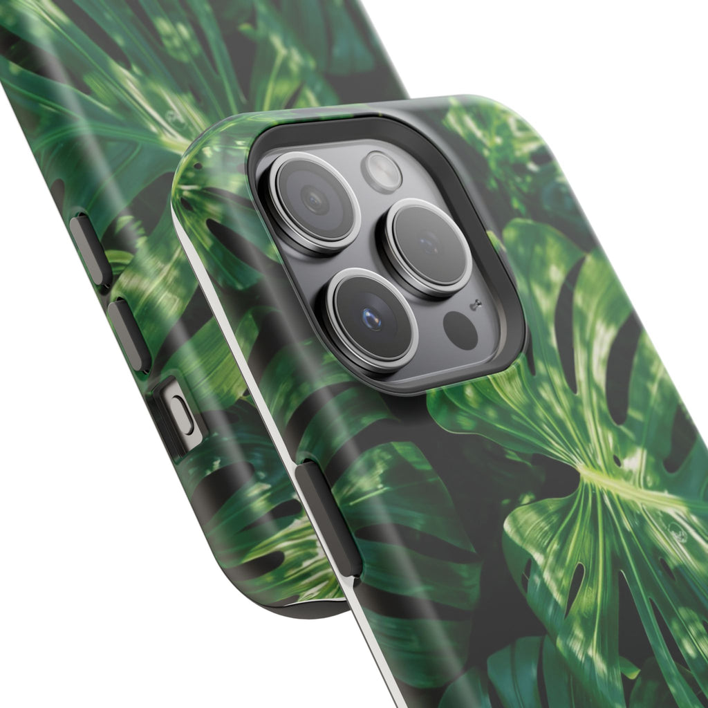 Magnetic iPhone Monstera Leaf Phone Case | Tropical Botanical Magnetic Impact-Resistant Case
