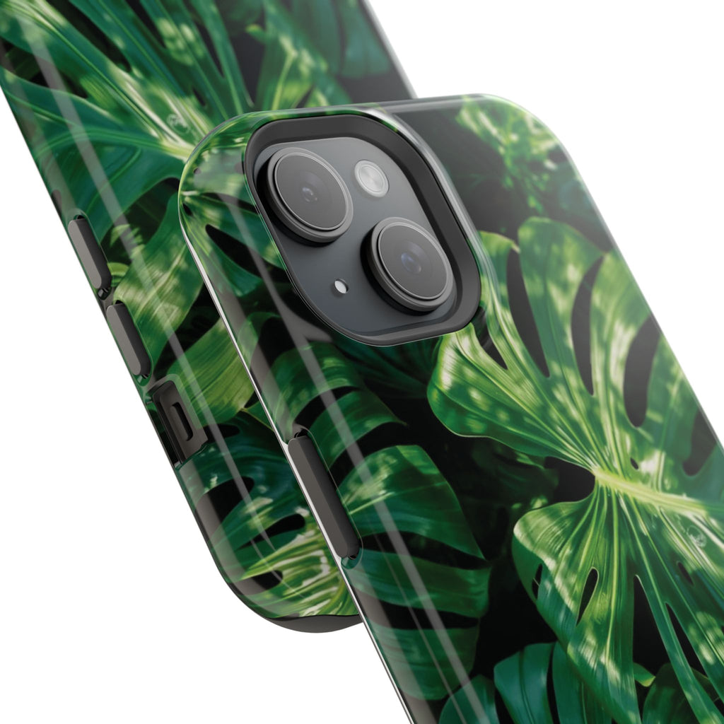 Magnetic iPhone Monstera Leaf Phone Case | Tropical Botanical Magnetic Impact-Resistant Case