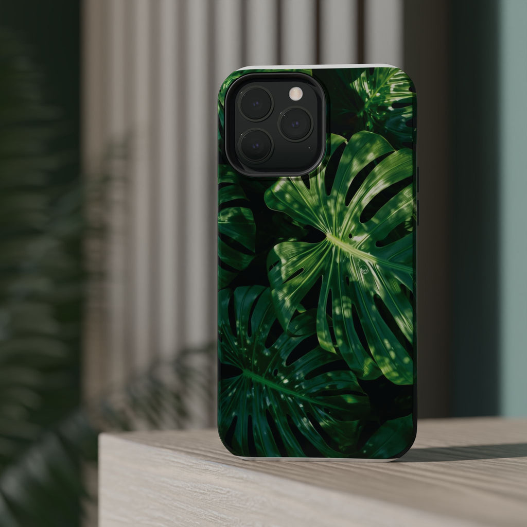 Magnetic iPhone Monstera Leaf Phone Case | Tropical Botanical Magnetic Impact-Resistant Case