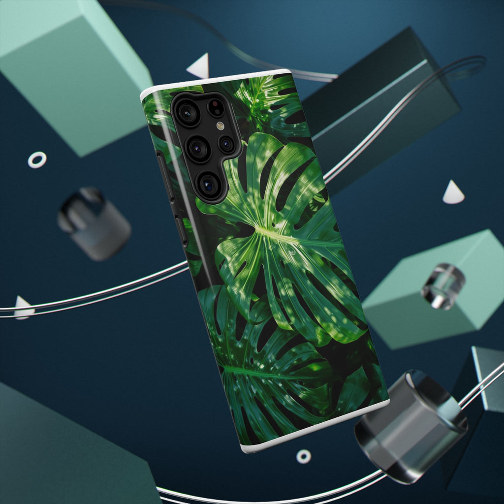 Samsung and iPhone Monstera Leaf Pattern Phone Case | Impact-Resistant Case