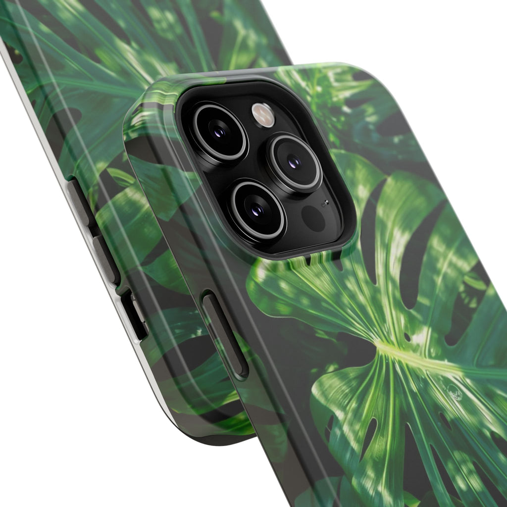 Samsung and iPhone Monstera Leaf Pattern Phone Case Impact-Resistant
