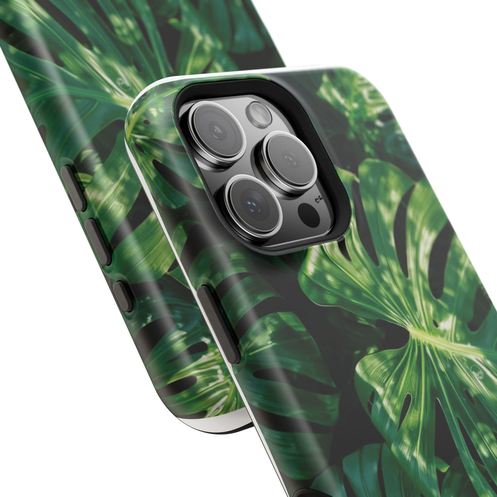 Magnetic iPhone Monstera Leaf Phone Case | Tropical Botanical Magnetic Impact-Resistant Case