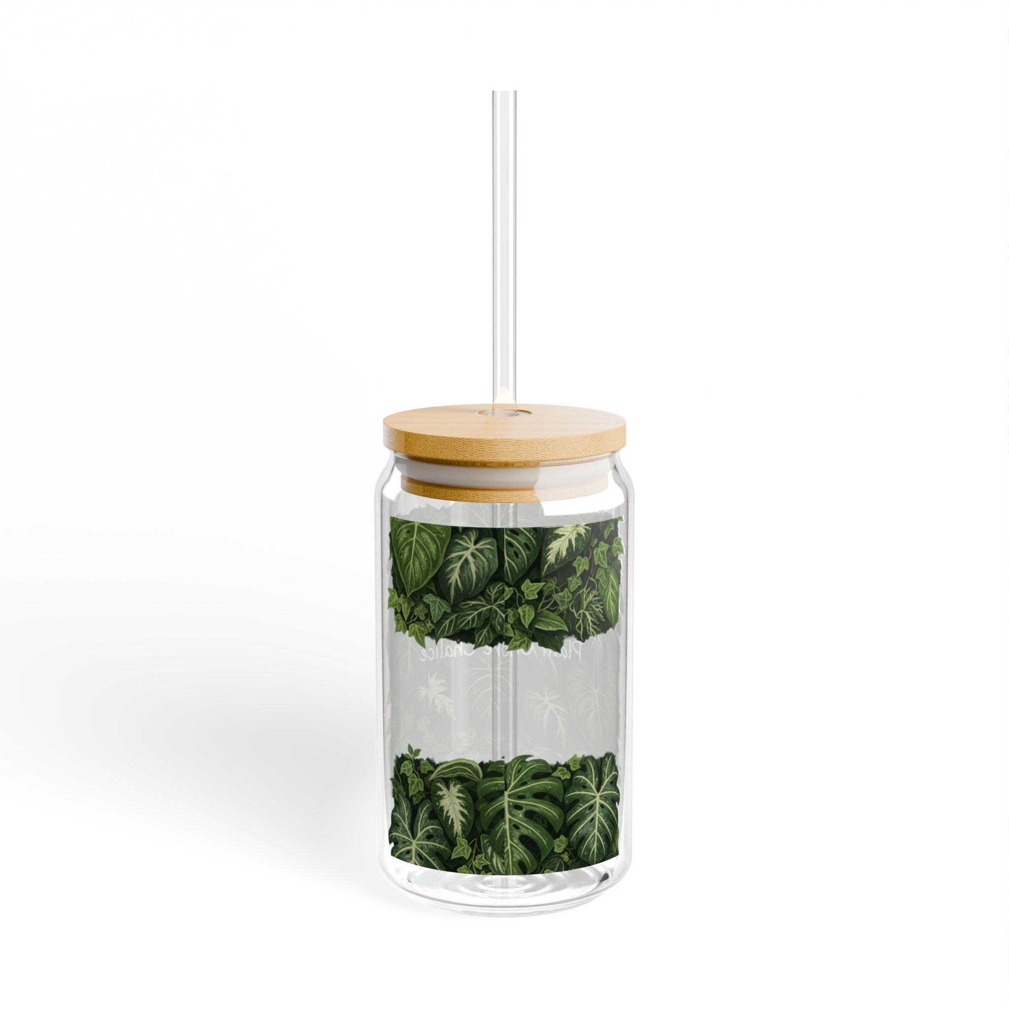 Plant Lover Sipper Glass with Bamboo Lid & Straw 16oz