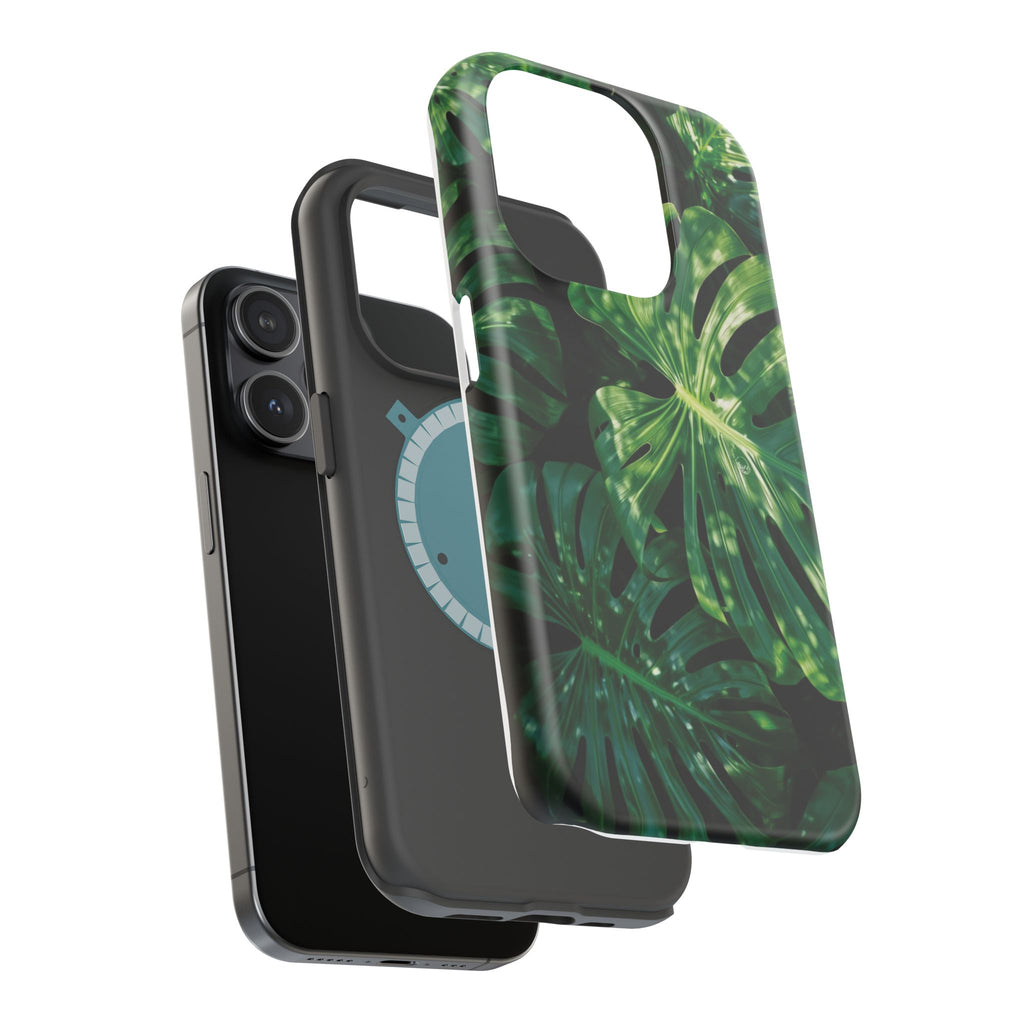 Magnetic iPhone Monstera Leaf Phone Case | Tropical Botanical Magnetic Impact-Resistant Case