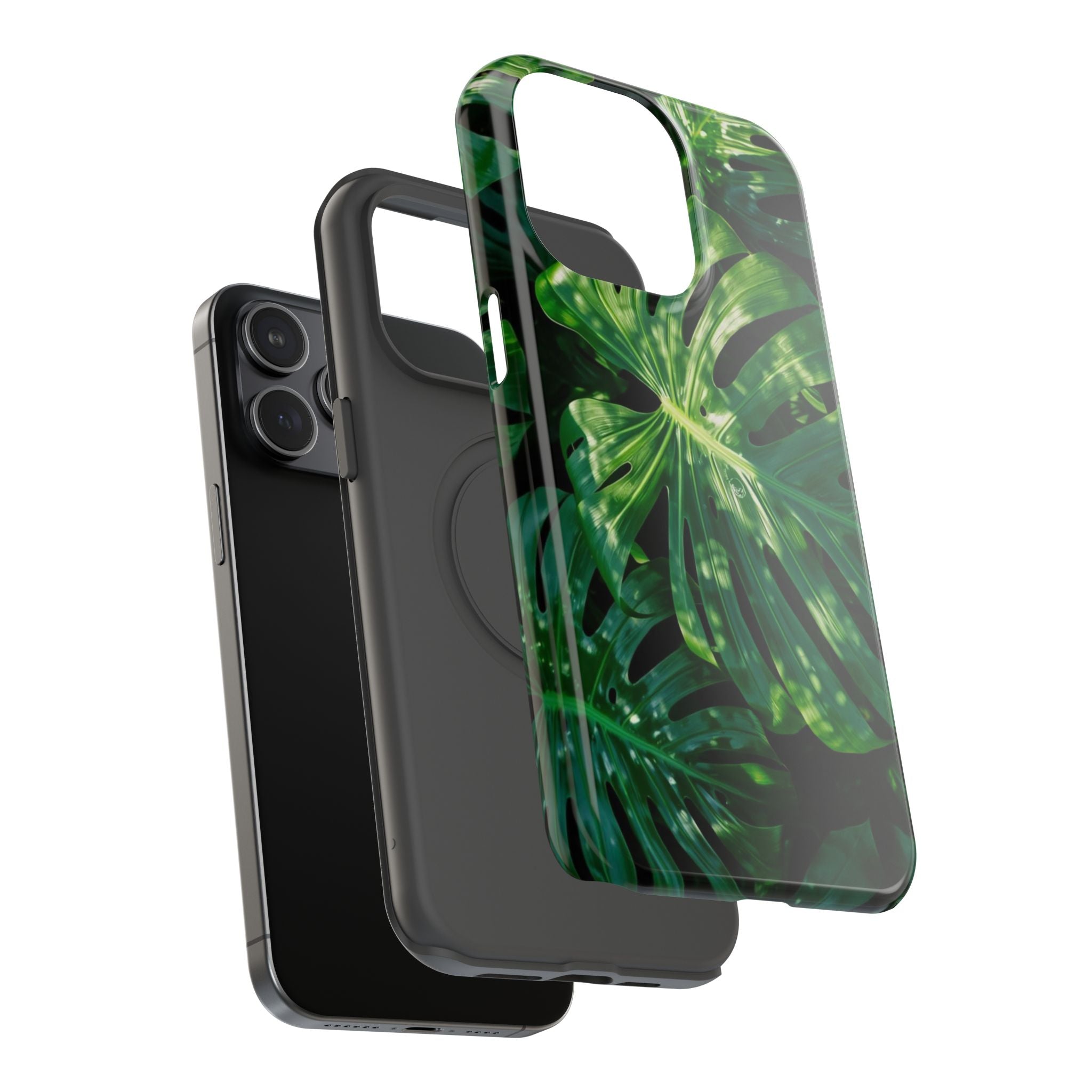 Samsung and iPhone Monstera Leaf Pattern Phone Case | Impact-Resistant Case