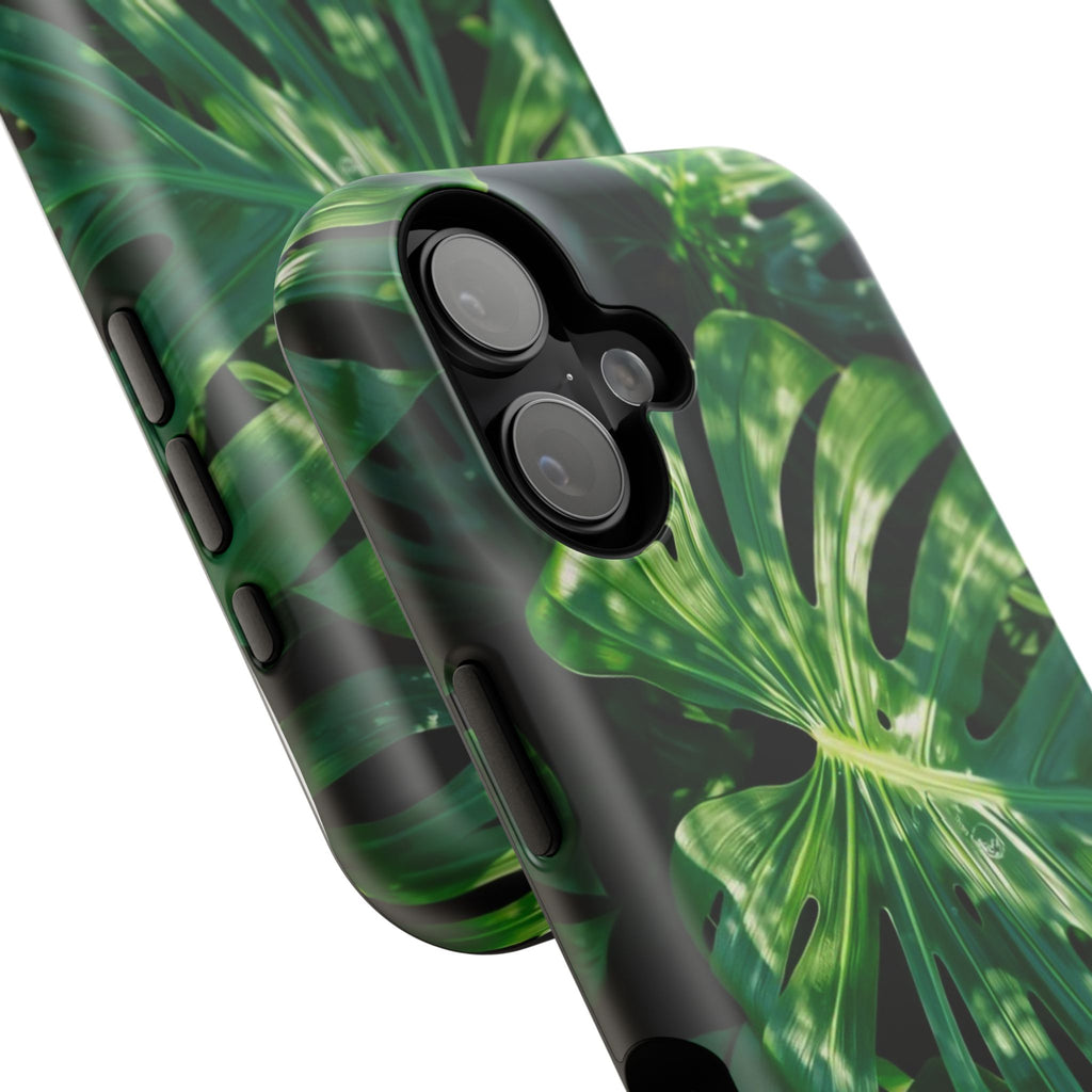Samsung and iPhone Monstera Leaf Pattern Phone Case | Impact-Resistant Case