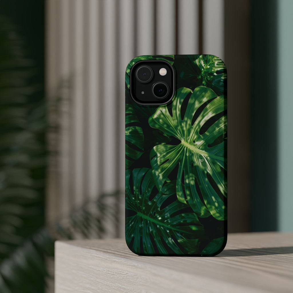 Magnetic iPhone Monstera Leaf Phone Case | Tropical Botanical Magnetic Impact-Resistant Case