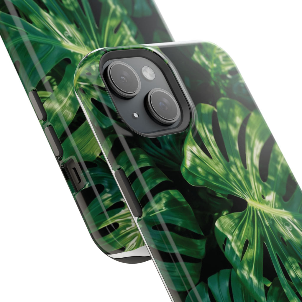 Magnetic iPhone Monstera Leaf Phone Case | Tropical Botanical Magnetic Impact-Resistant Case