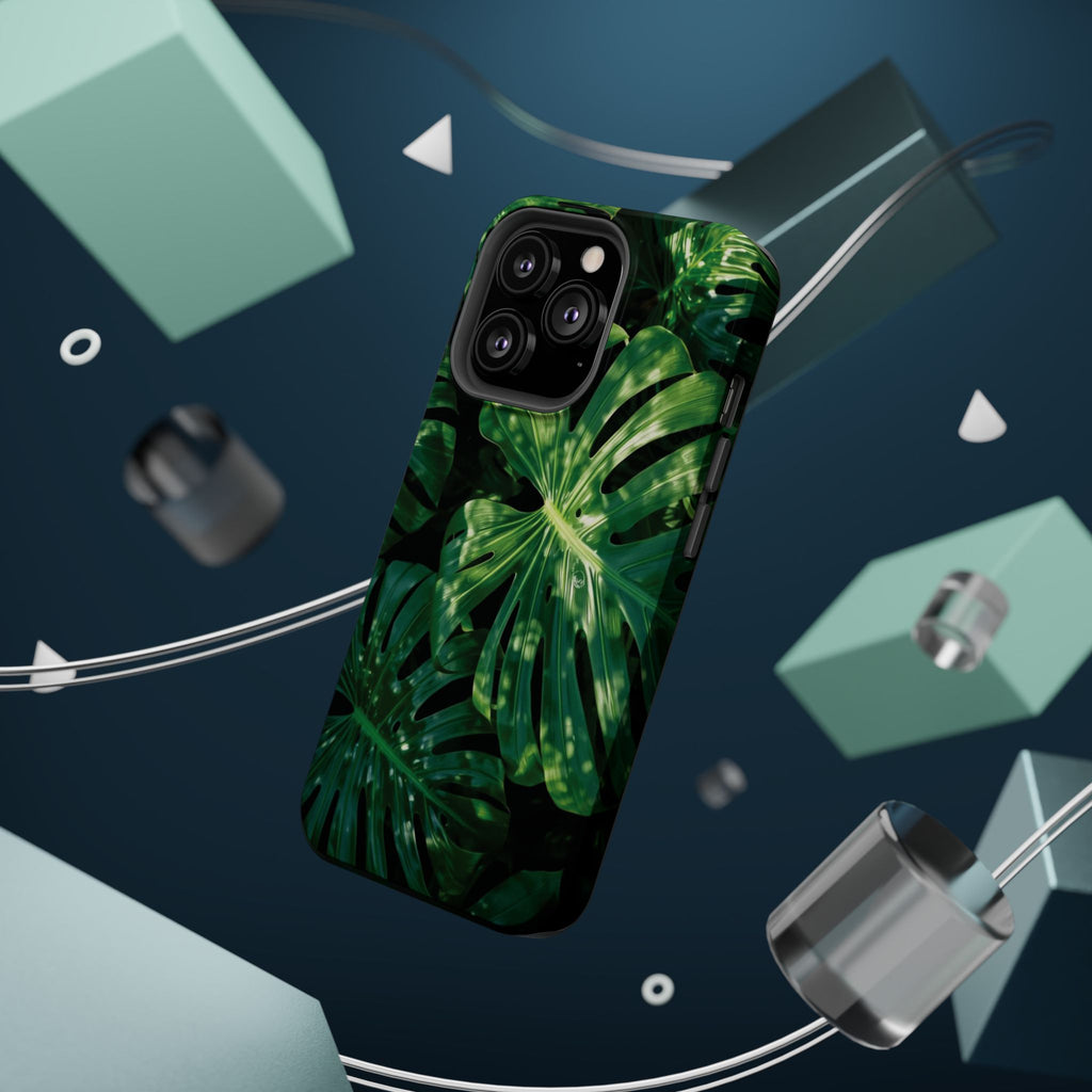 Magnetic iPhone Monstera Leaf Phone Case | Tropical Botanical Magnetic Impact-Resistant Case