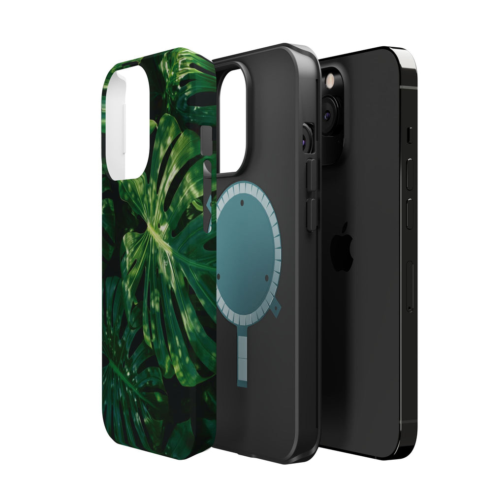 Magnetic iPhone Monstera Leaf Phone Case | Tropical Botanical Magnetic Impact-Resistant Case