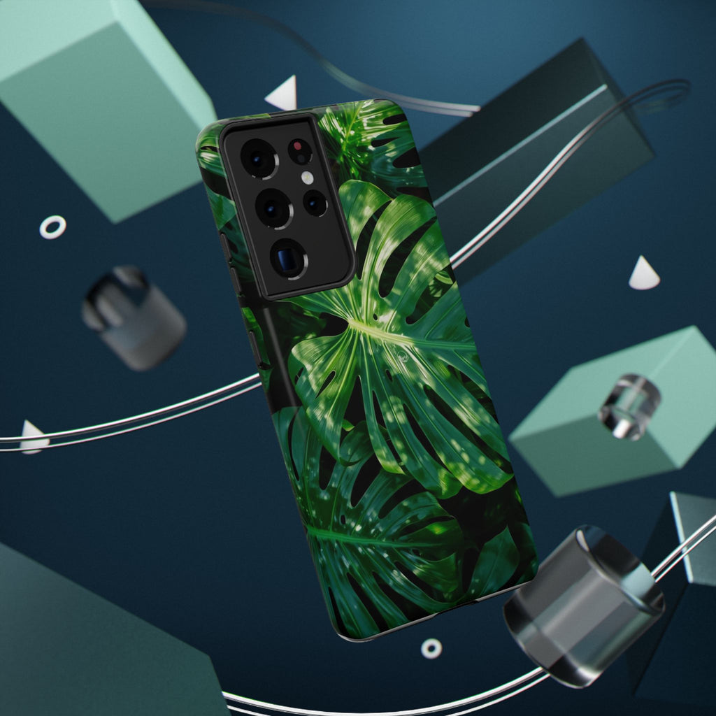 Samsung and iPhone Monstera Leaf Pattern Phone Case | Impact-Resistant Case